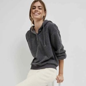 Anthropologie Current Air Callan Sherpa Hoodie Grey NWT